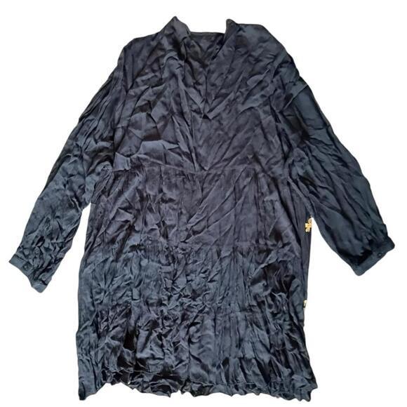 Velzera Navy Blue Embroidered Boho Tunic Dress 3X Flowy Peasant Style - Picture 3 of 5